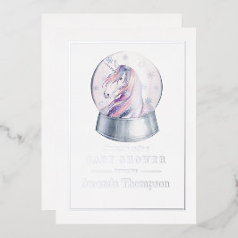 Waterverf Glitter Eenhoorn Kerst Baby Shower Folie Uitnodiging