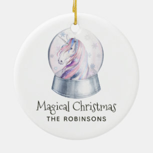 Waterverf Glitter Eenhoorn Kerst Familie Foto Keramisch Ornament