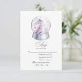 Waterverf Glitter Eenhoorn Winter RSVP Kaartje (Staand voorkant)