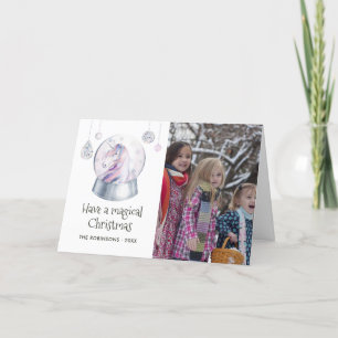 Waterverf Glitter Eenhoorn Winter Vakantie Foto Feestdagen Kaart