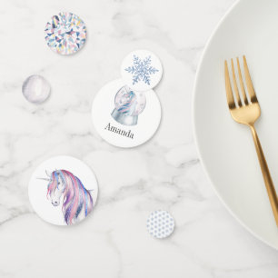 Waterverf Glitter Eenhoorn Winter Vakantie Verjaar Confetti