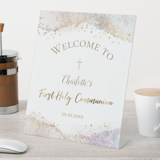 waterverf glitter Eerste Communie welkomstbord Reclamebord Met Voetstuk (Insitu)