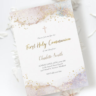 waterverf glitter   Eerste Heilige Communie Kaart