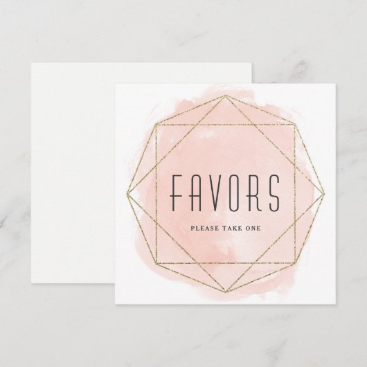 Waterverf Glitter Favors Table Sign Kaart (Voorkant / Achterkant)