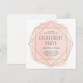 Waterverf Glitter Geometric Engagement Party Kaart (Voorkant / Achterkant)