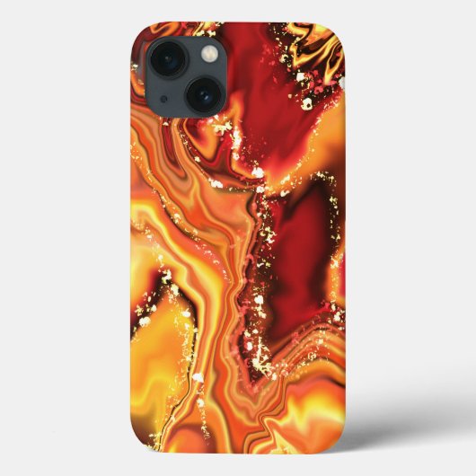 Waterverf Glitter Oranje Goud iPhone / iPad hoes (Achterkant)