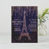 Waterverf Glitter Paris Eiffeltoren Birthday Kaart (Staand voorkant)