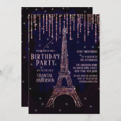 Waterverf Glitter Paris Eiffeltoren Birthday Kaart (Voorkant / Achterkant)