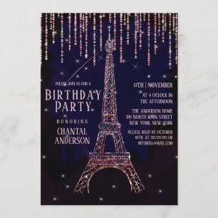 Waterverf Glitter Paris Eiffeltoren Birthday Kaart