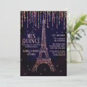 Waterverf Glitter Paris Eiffeltoren Quinceañera Kaart (Staand voorkant)