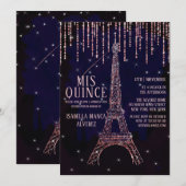 Waterverf Glitter Paris Eiffeltoren Quinceañera Kaart (Voorkant / Achterkant)