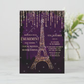 Waterverf Glitter Paris Eiffeltoren Verloving Kaart (Staand voorkant)