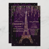 Waterverf Glitter Paris Eiffeltoren Verloving Kaart (Voorkant / Achterkant)