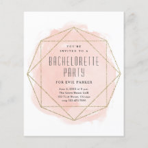 Waterverf Glitter Pink Bachelorette Party Invitat