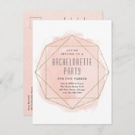 Waterverf Glitter Pink Bachelorette Party Uitnodiging Briefkaart