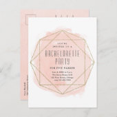 Waterverf Glitter Pink Bachelorette Party Uitnodiging Briefkaart (Voorkant / Achterkant)