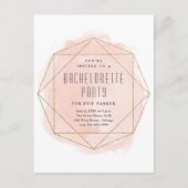 Waterverf Glitter Pink Bachelorette Party Uitnodiging Briefkaart (Voorkant)