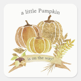 Waterverf Glitter Pumpkin Herfst Baby shower Vierkante Sticker