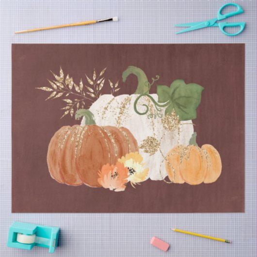 Waterverf Glitter Pumpkins Series Design 3 Tissuepapier (Craft)
