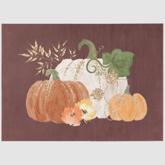 Waterverf Glitter Pumpkins Series Design 3 Tissuepapier (Voorkant)