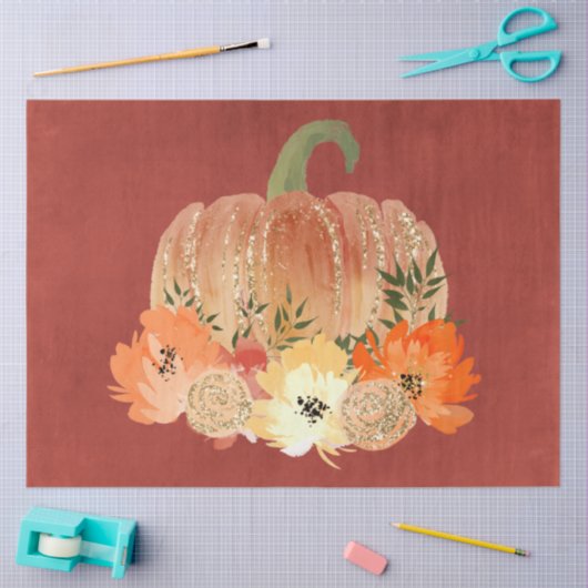 Waterverf Glitter Pumpkins Series Design 5 Tissuepapier (Craft)