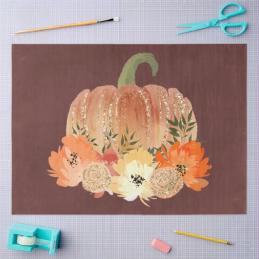 Waterverf Glitter Pumpkins Series Design 6 Tissuepapier (Craft)