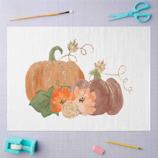 Waterverf Glitter Pumpkins Series Design 7 Tissuepapier (Craft)