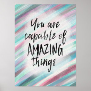 Waterverf Glitter Quote U kunt Poster