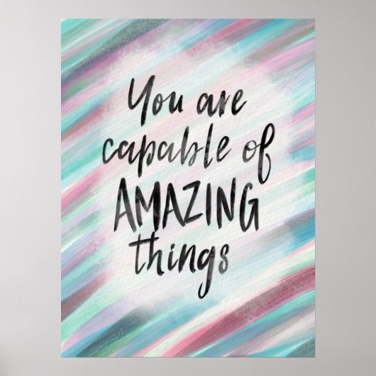 Waterverf Glitter Quote U kunt Poster (Voorkant)
