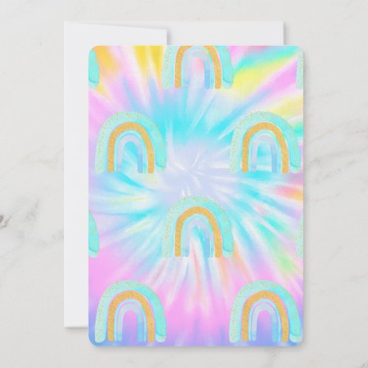 Waterverf Glitter Rainbow Tie Dye Birthday Kaart (Achterkant)