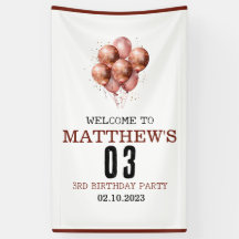 Waterverf Glitter Roos Gouden ballon 3e geboorteda