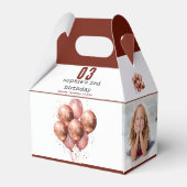 Waterverf Glitter Roos Gouden ballon 3e verjaardag Bedankdoosjes (Achterkant)