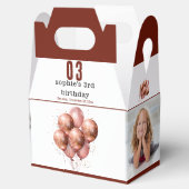 Waterverf Glitter Roos Gouden ballon 3e verjaardag Bedankdoosjes (Geopend)