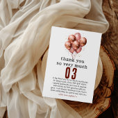 Waterverf Glitter Roos Gouden ballon 3e verjaardag Bedankkaart