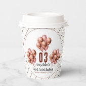 Waterverf Glitter Roos Gouden ballon 3e verjaardag Papieren Bekers (Achterkant)