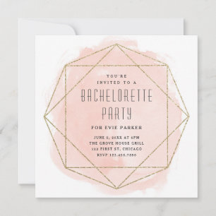 Waterverf Glitter Roze Bachelorette Feest Kaart