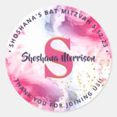 Waterverf Glitter Script Monogram Hartelijk dank Ronde Sticker (Voorkant)