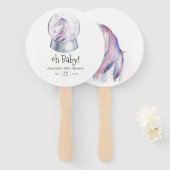 Waterverf Glitter Unicorn Baby shower Handwaaier (Voorkant en achterkant)