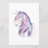 Waterverf Glitter Unicorn KerstBaby shower Advieskaart (Achterkant)