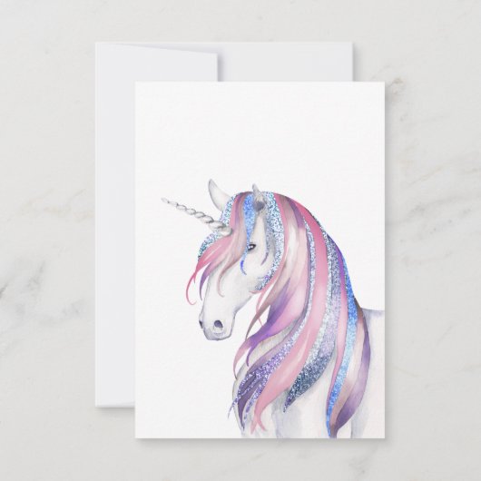 Waterverf Glitter Unicorn KerstBaby shower Bedankkaart (Achterkant)