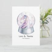 Waterverf Glitter Unicorn KerstBaby shower Bedankkaart (Staand voorkant)