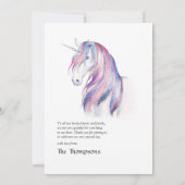 Waterverf Glitter Unicorn KerstBaby shower Bedankkaart (Achterkant)