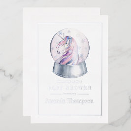 Waterverf Glitter Unicorn KerstBaby shower Folie Uitnodiging