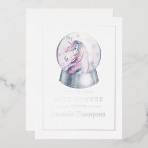 Waterverf Glitter Unicorn KerstBaby shower Folie Uitnodiging