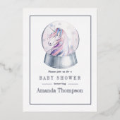 Waterverf Glitter Unicorn KerstBaby shower Folie Uitnodiging (Voorkant)