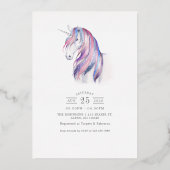 Waterverf Glitter Unicorn KerstBaby shower Folie Uitnodiging (Achterkant)