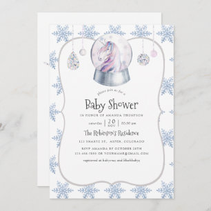 Waterverf Glitter Unicorn KerstBaby shower Kaart