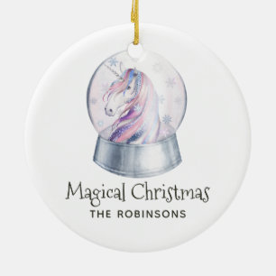 Waterverf Glitter Unicorn Kerstmis Keramisch Ornament