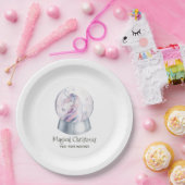 Waterverf Glitter Unicorn Kerstmis Papieren Bordje (Feest)