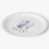 Waterverf Glitter Unicorn Kerstmis Papieren Bordje (Gekanteld)